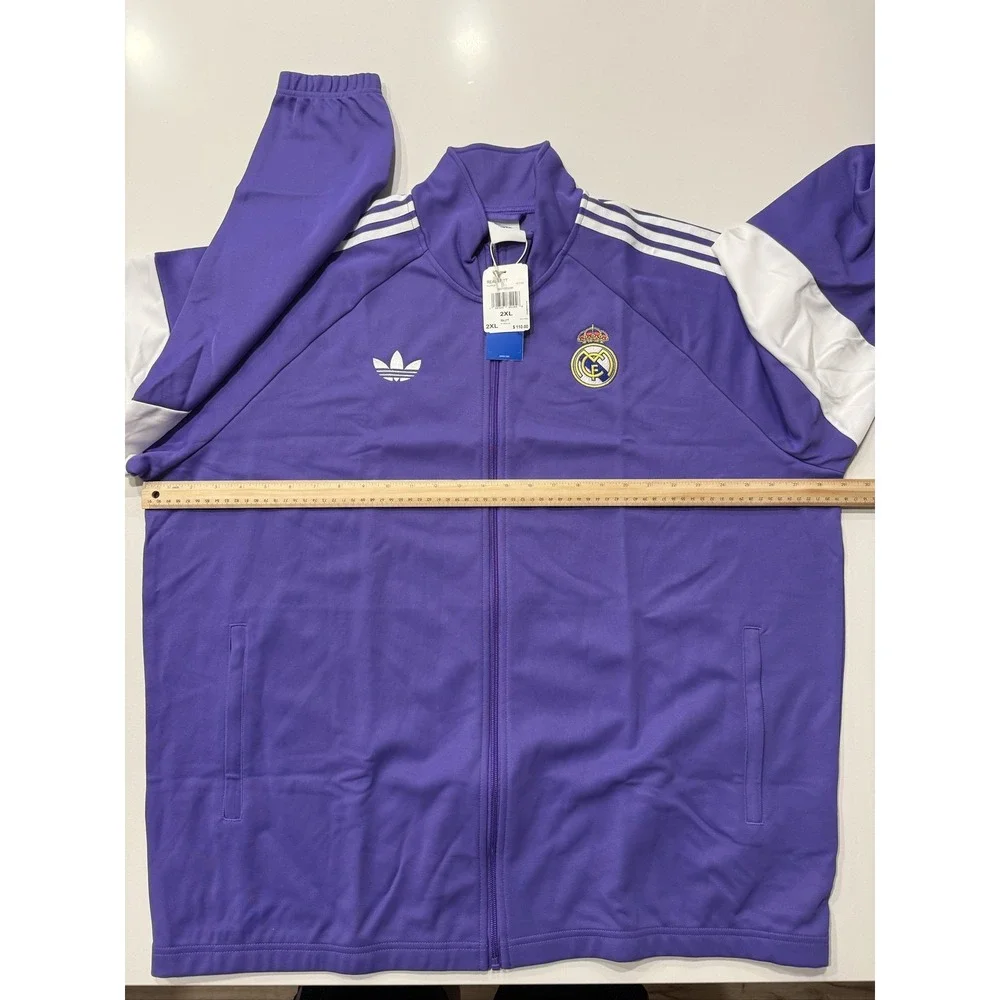 Adidas Real Madrid Lifestyler Track Jacket Men's 2XL Purple White KC7790 Soccer